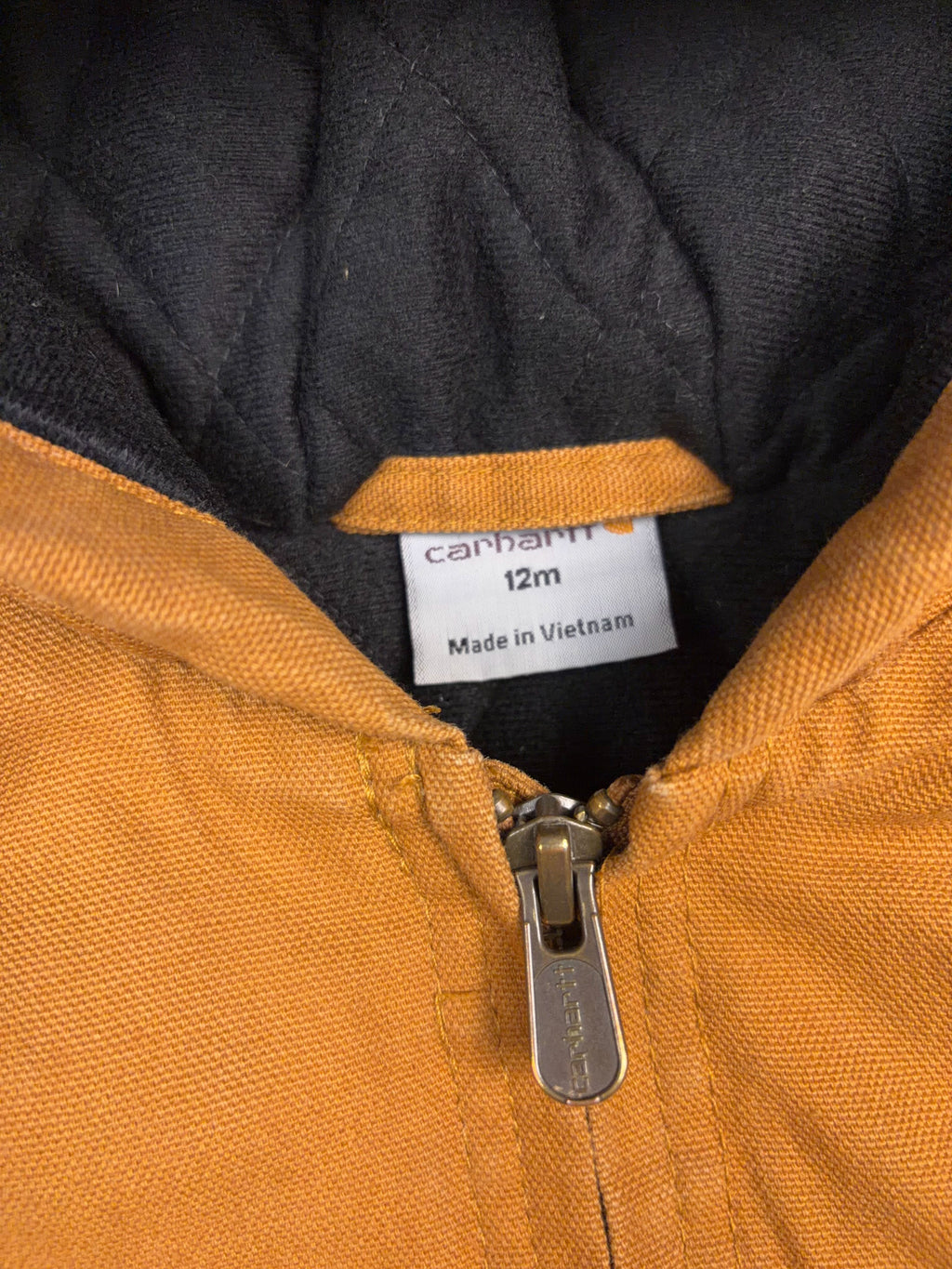 Vintage Carhartt Canvas Workwear Insulated Hooded Active Jacket Size YOUTH 12M