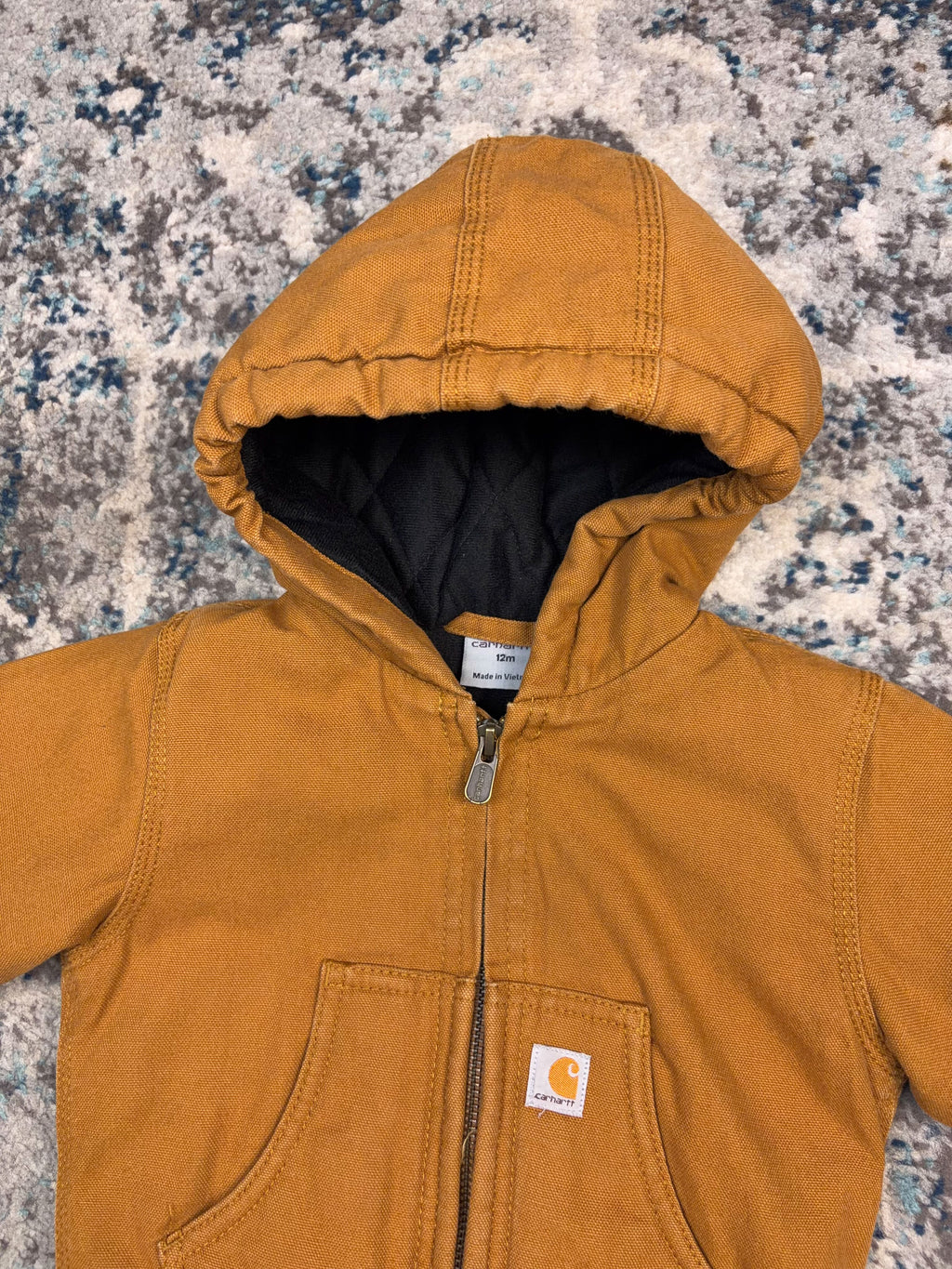 Vintage Carhartt Canvas Workwear Insulated Hooded Active Jacket Size YOUTH 12M