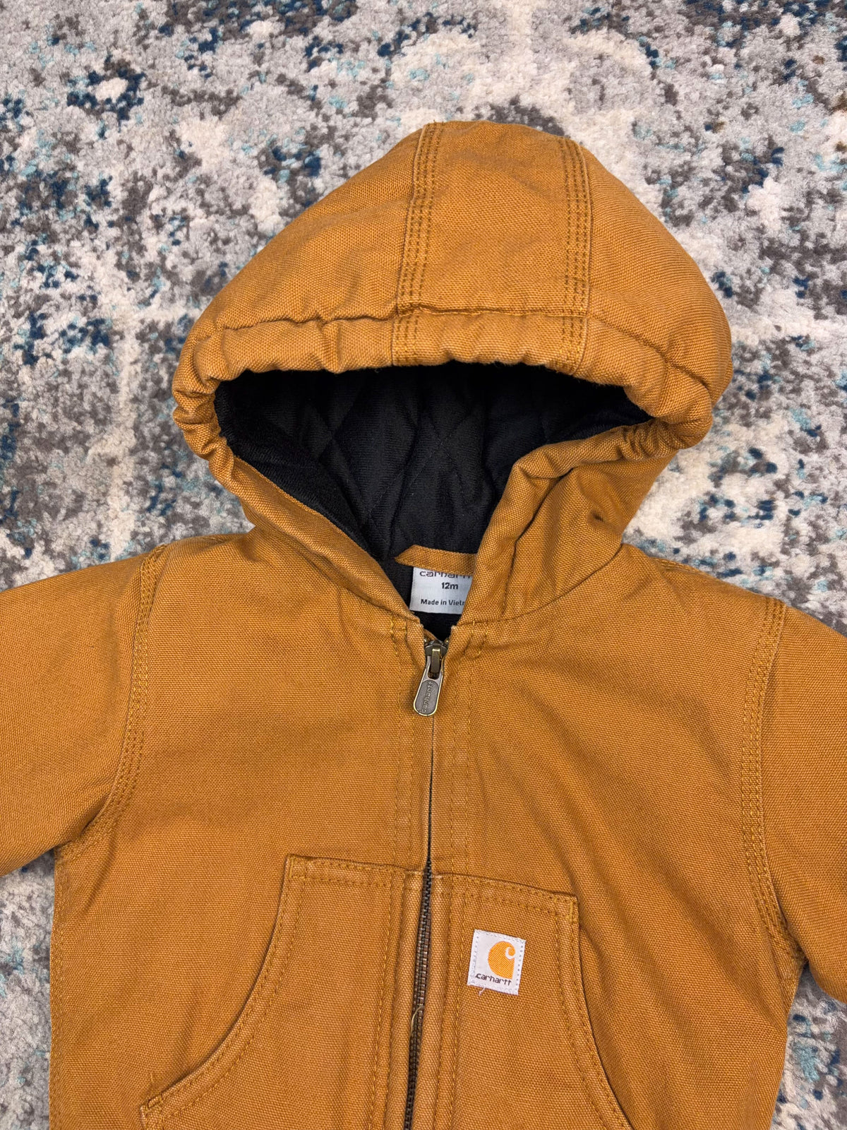 Vintage Carhartt Canvas Workwear Insulated Hooded Active Jacket Size YOUTH 12M