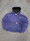 Vintage Carhartt Thermal Lined Heavyweight Hooded Full Zip Workwear Sweatshirt Size XL