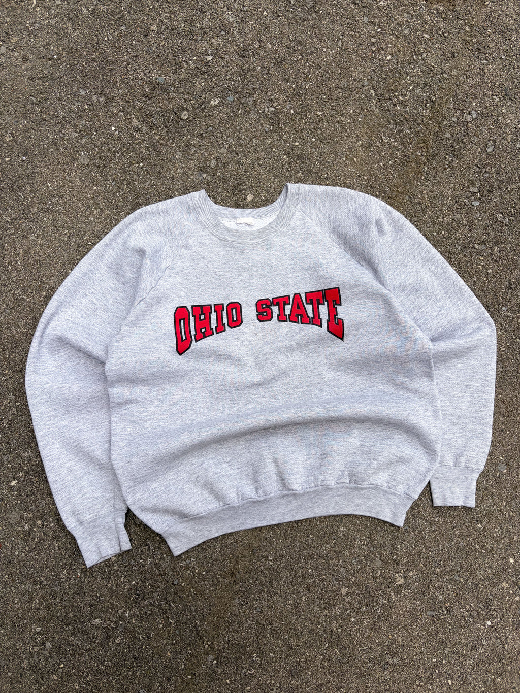 Vintage 90s Ohio State Buckeyes NCAA Arc Spellout Graphic Crewneck Sweatshirt Size Large