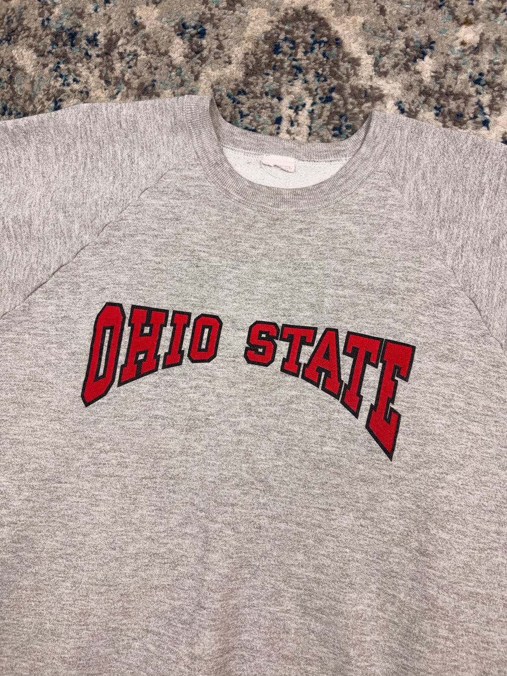 Vintage 90s Ohio State Buckeyes NCAA Arc Spellout Graphic Crewneck Sweatshirt Size Large