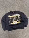Vintage 1992 Pittsburgh Steelers NFL Big Graphic Spellout Crewneck Sweatshirt Size Large