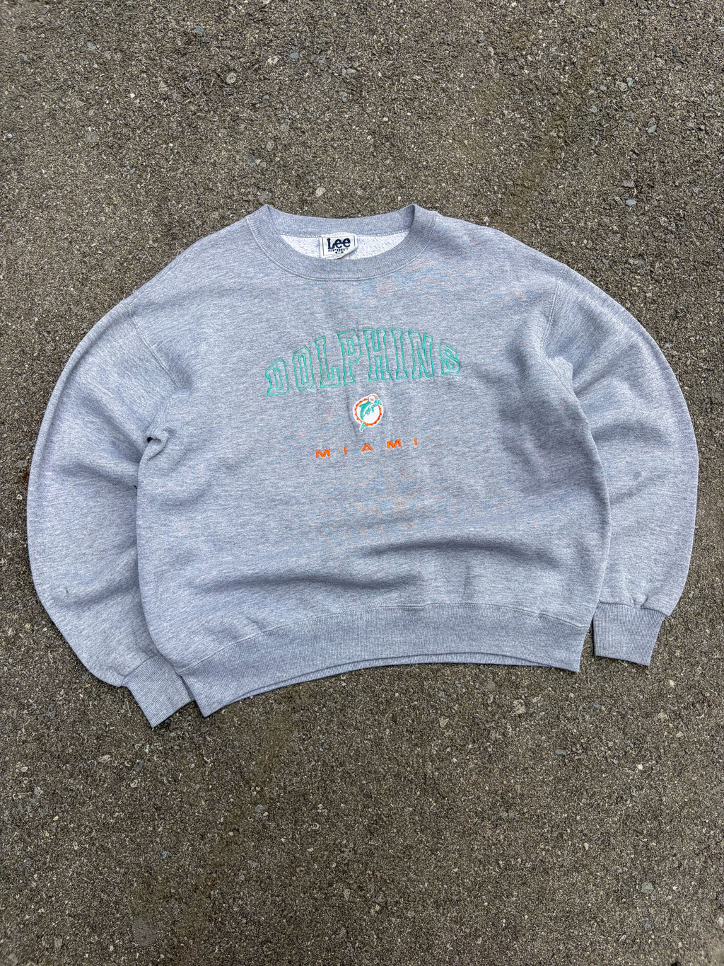 Vintage 90s Miami Dolphins NFL Embroidered Logo Spellout Sweatshirt Size Large