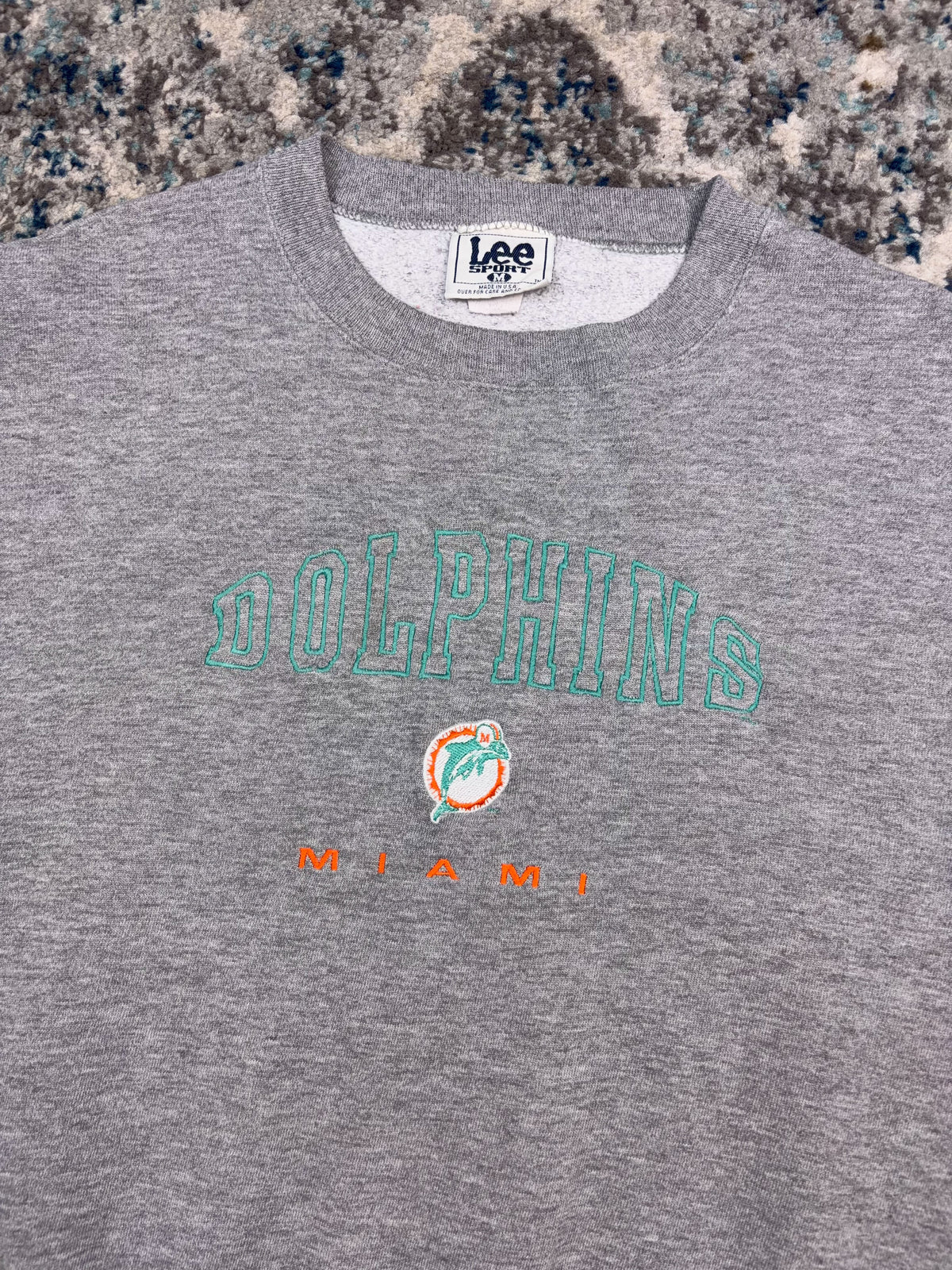 Vintage 90s Miami Dolphins NFL Embroidered Logo Spellout Sweatshirt Size Large