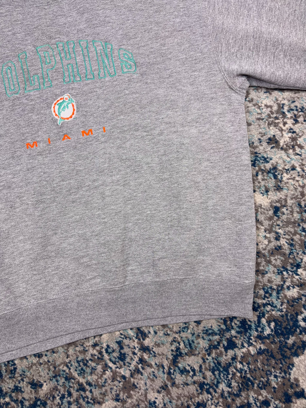 Vintage 90s Miami Dolphins NFL Embroidered Logo Spellout Sweatshirt Size Large