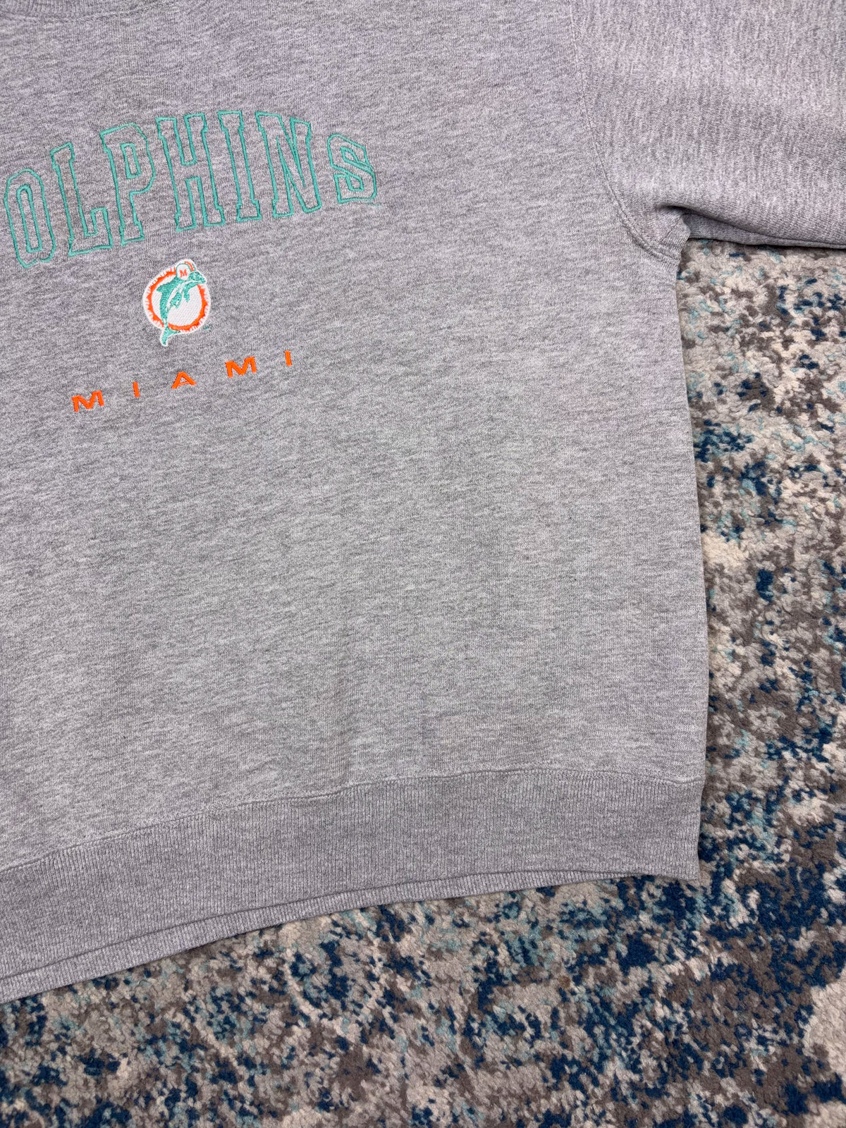 Vintage 90s Miami Dolphins NFL Embroidered Logo Spellout Sweatshirt Size Large
