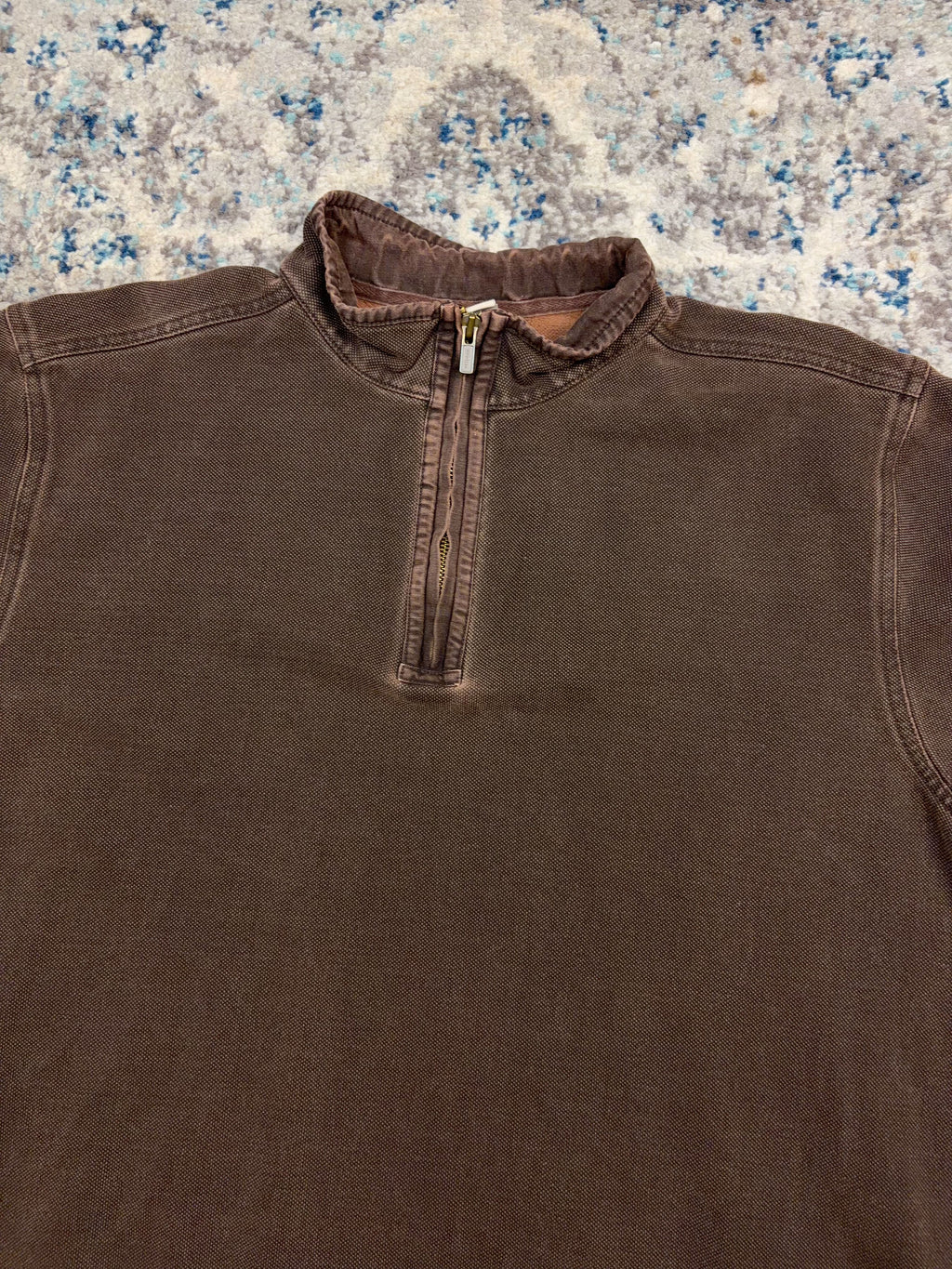 Vintage L.L. Bean Fleece Lined Thermal 1/4 Zip Crewneck Sweatshirt Size Large
