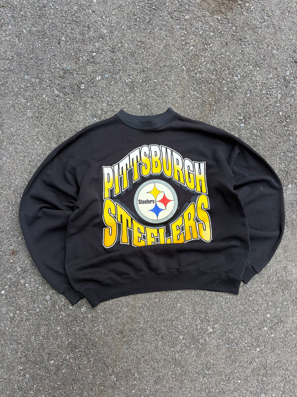 Vintage 1995 Pittsburgh Steelers NFL Big Logo Spellout Crewneck Sweatshirt Size XL