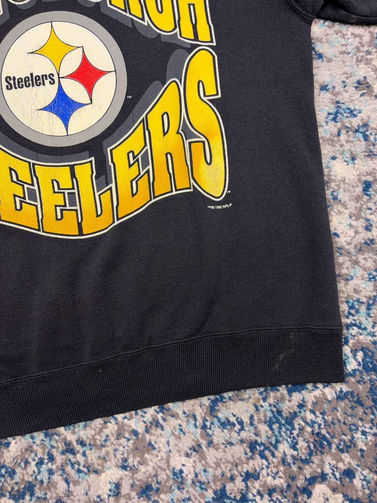 Vintage 1995 Pittsburgh Steelers NFL Big Logo Spellout Crewneck Sweatshirt Size XL