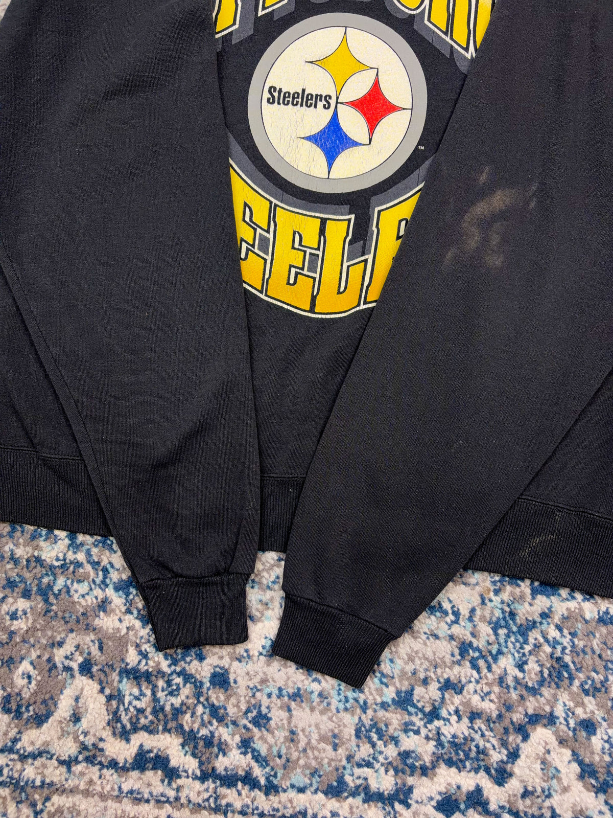 Vintage 1995 Pittsburgh Steelers NFL Big Logo Spellout Crewneck Sweatshirt Size XL