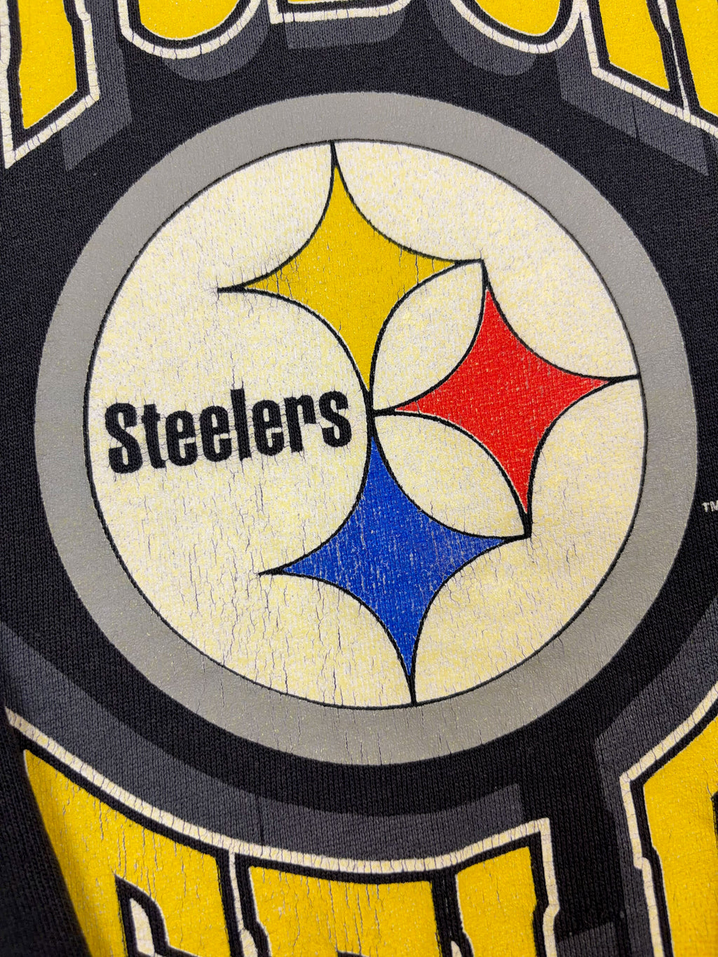 Vintage 1995 Pittsburgh Steelers NFL Big Logo Spellout Crewneck Sweatshirt Size XL