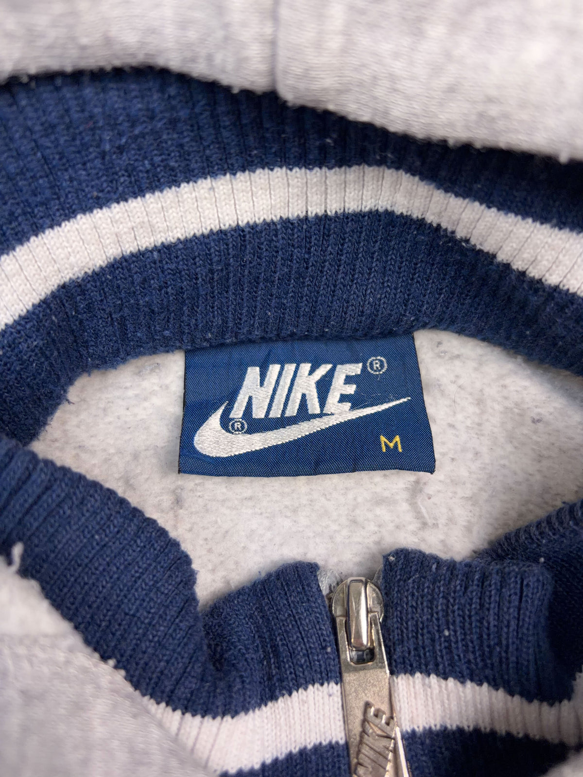 Vintage 80s/90s Nike Embroidered Swoosh Spellout Hooded Track Sweatshirt Size Medium