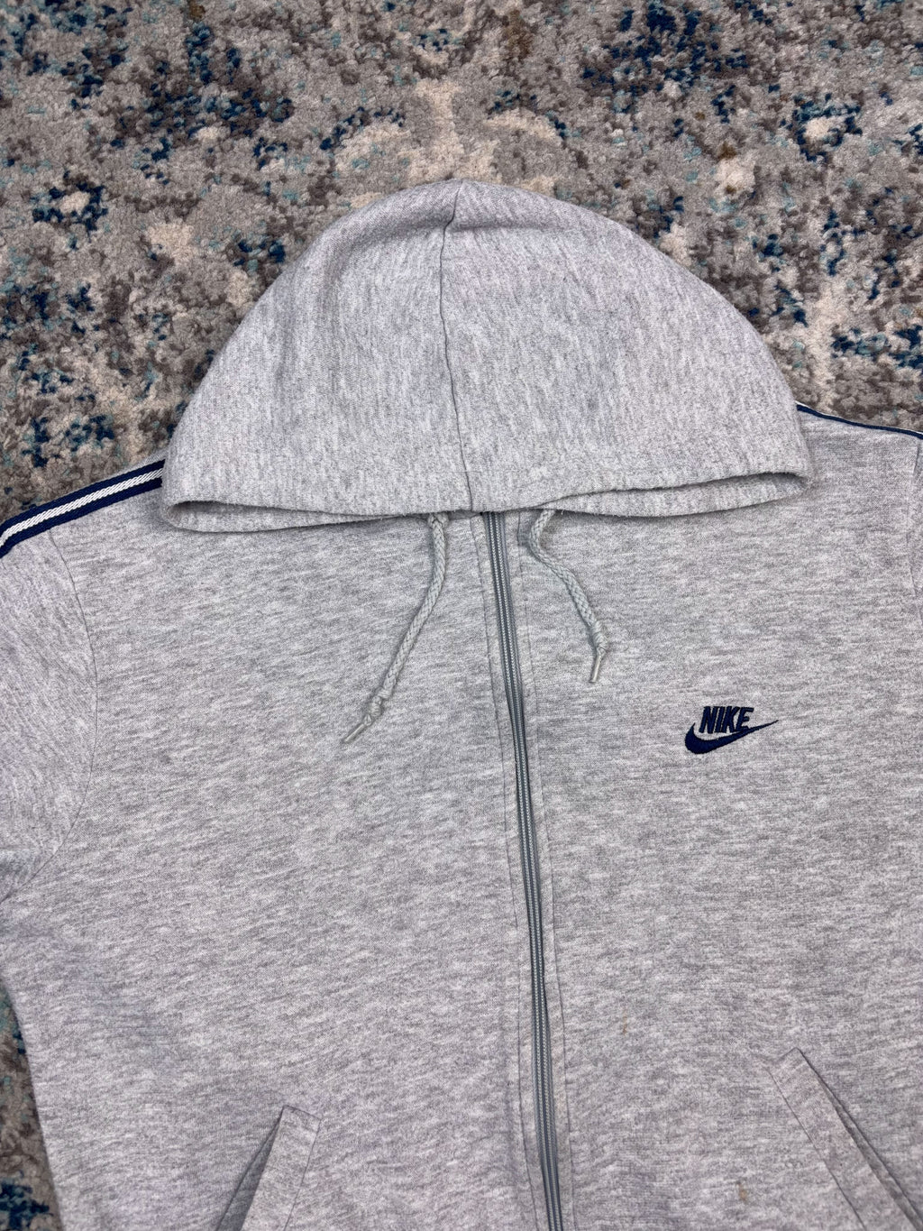 Vintage 80s/90s Nike Embroidered Swoosh Spellout Hooded Track Sweatshirt Size Medium