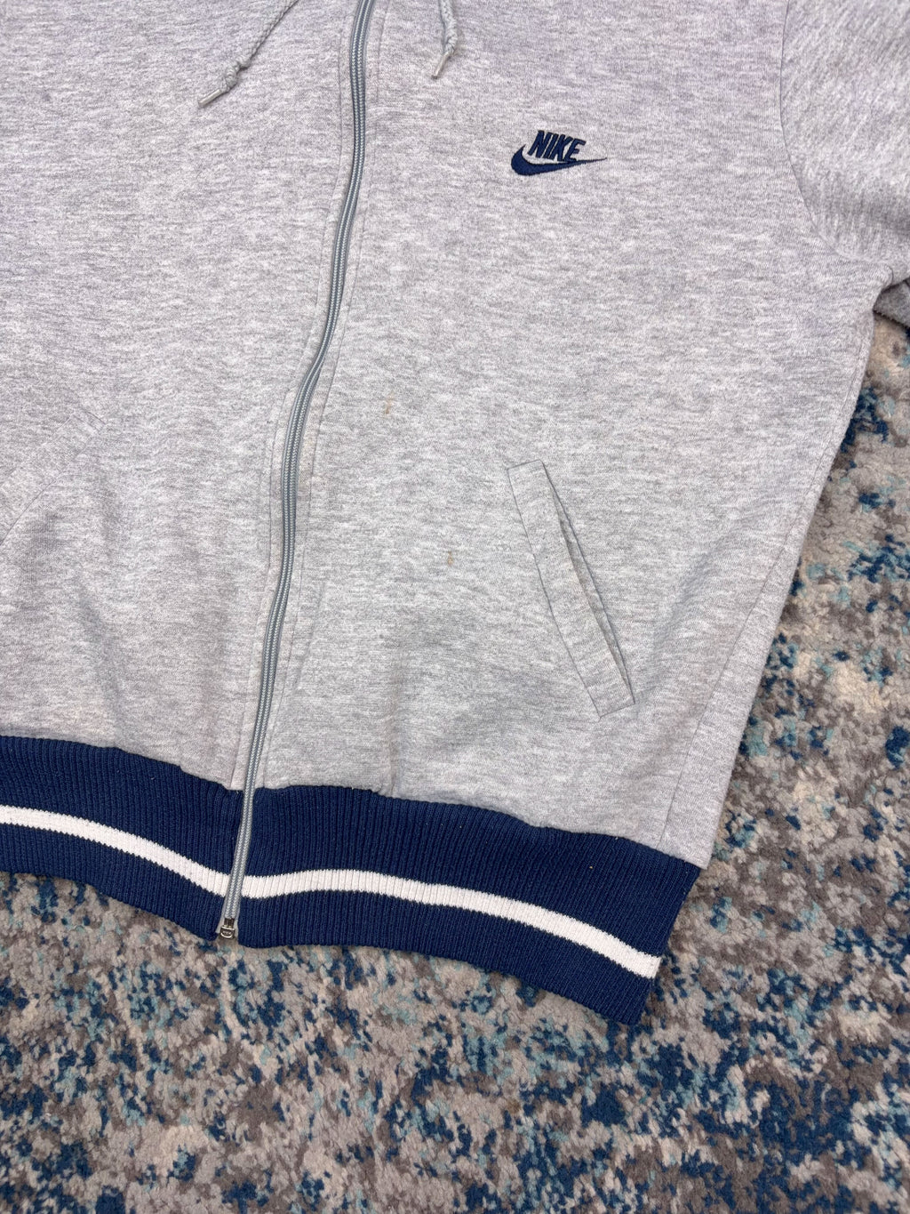 Vintage 80s/90s Nike Embroidered Swoosh Spellout Hooded Track Sweatshirt Size Medium