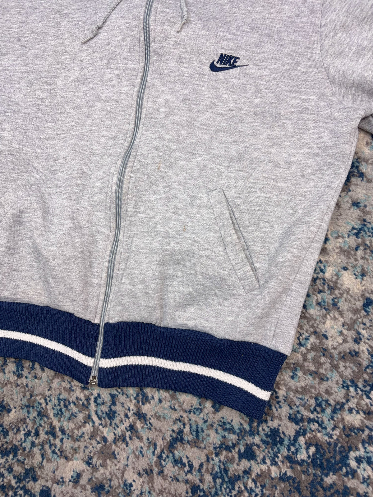 Vintage 80s/90s Nike Embroidered Swoosh Spellout Hooded Track Sweatshirt Size Medium