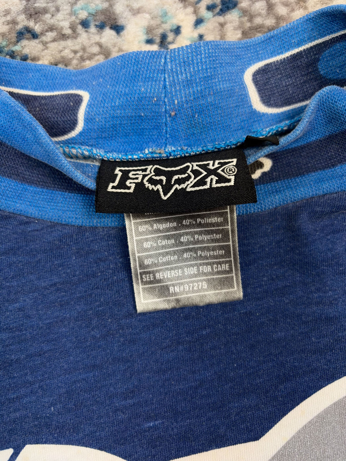 Vintage Fox Racing Yamaha Motocross Long Sleeve Spellout Cropped Jersey Size Large