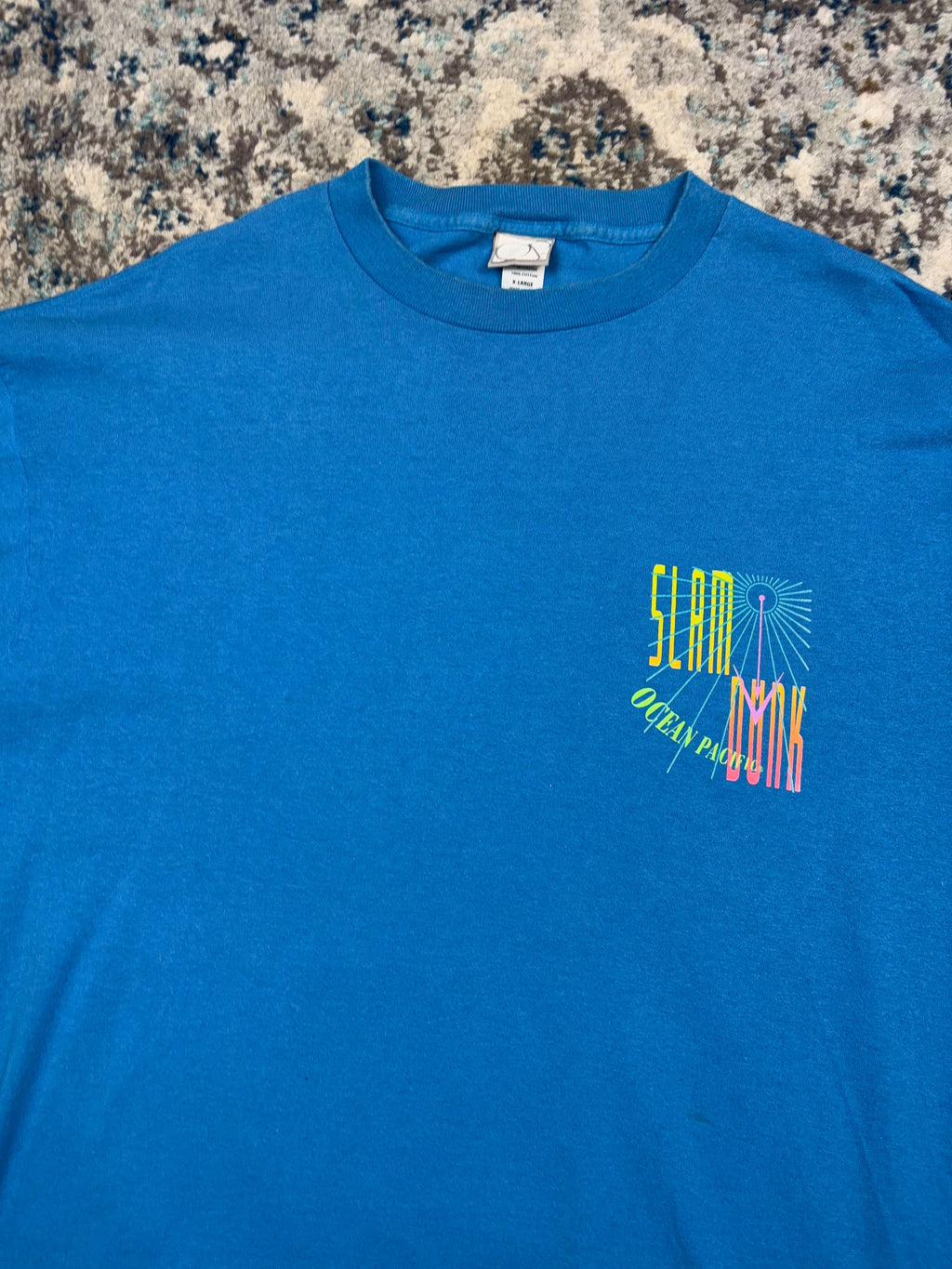 Vintage 90s Slam Dunk Ocean Pacific Graphic Spellout T-Shirt Size XL