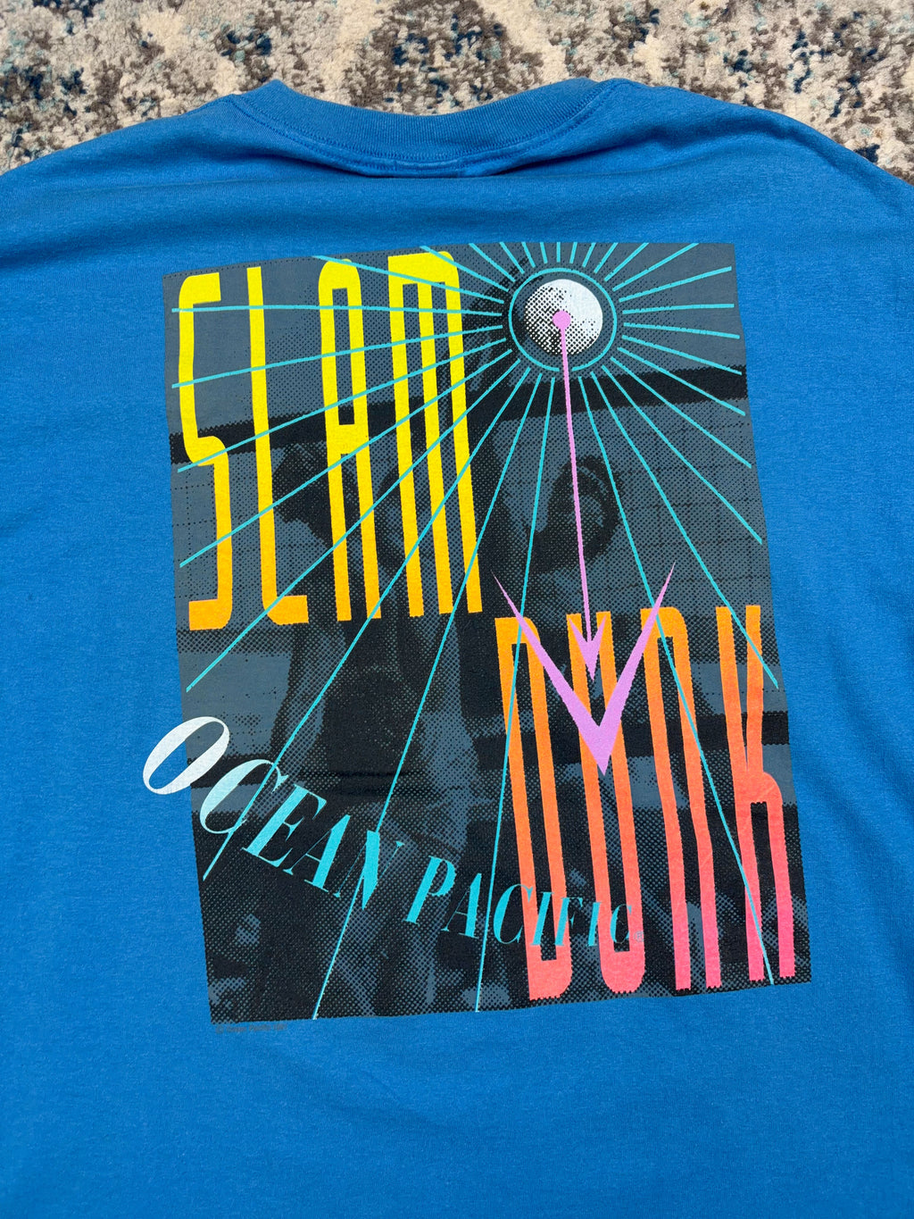 Vintage 90s Slam Dunk Ocean Pacific Graphic Spellout T-Shirt Size XL