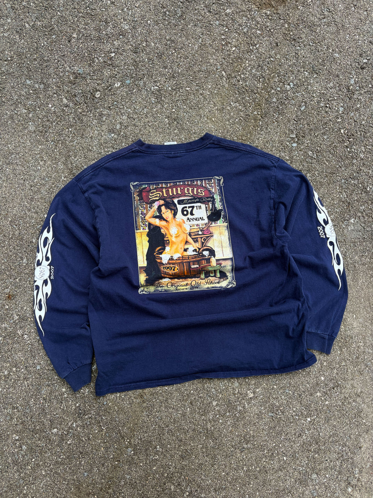 Vintage 2007 Sturgis Black Hills Rally 67th Annual Pinup Graphic Long Sleeve T-Shirt Size XL