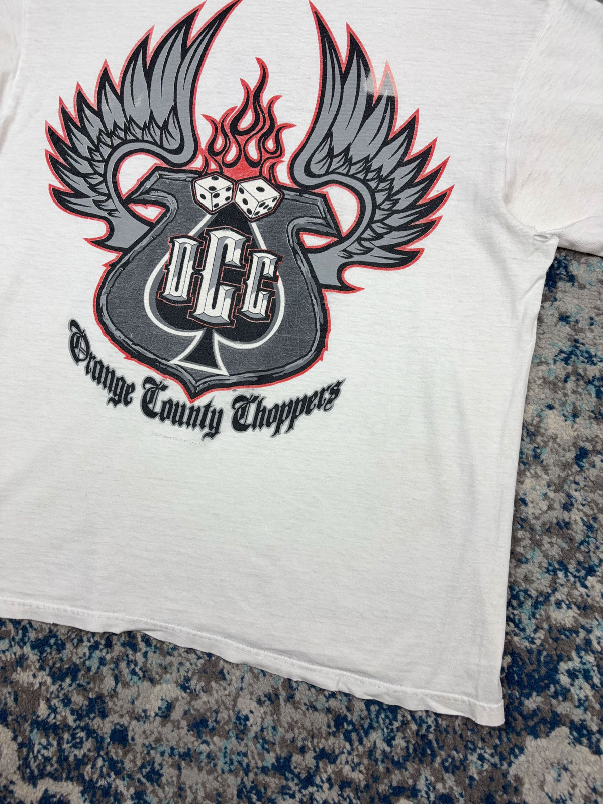 Vintage Orange County Choppers Spade Wing Graphic Thrashed T-Shirt Size Large