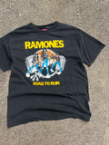 Vintage Ramones Road To Run Punk Music Cartoon Band Graphic T-Shirt Size Large
