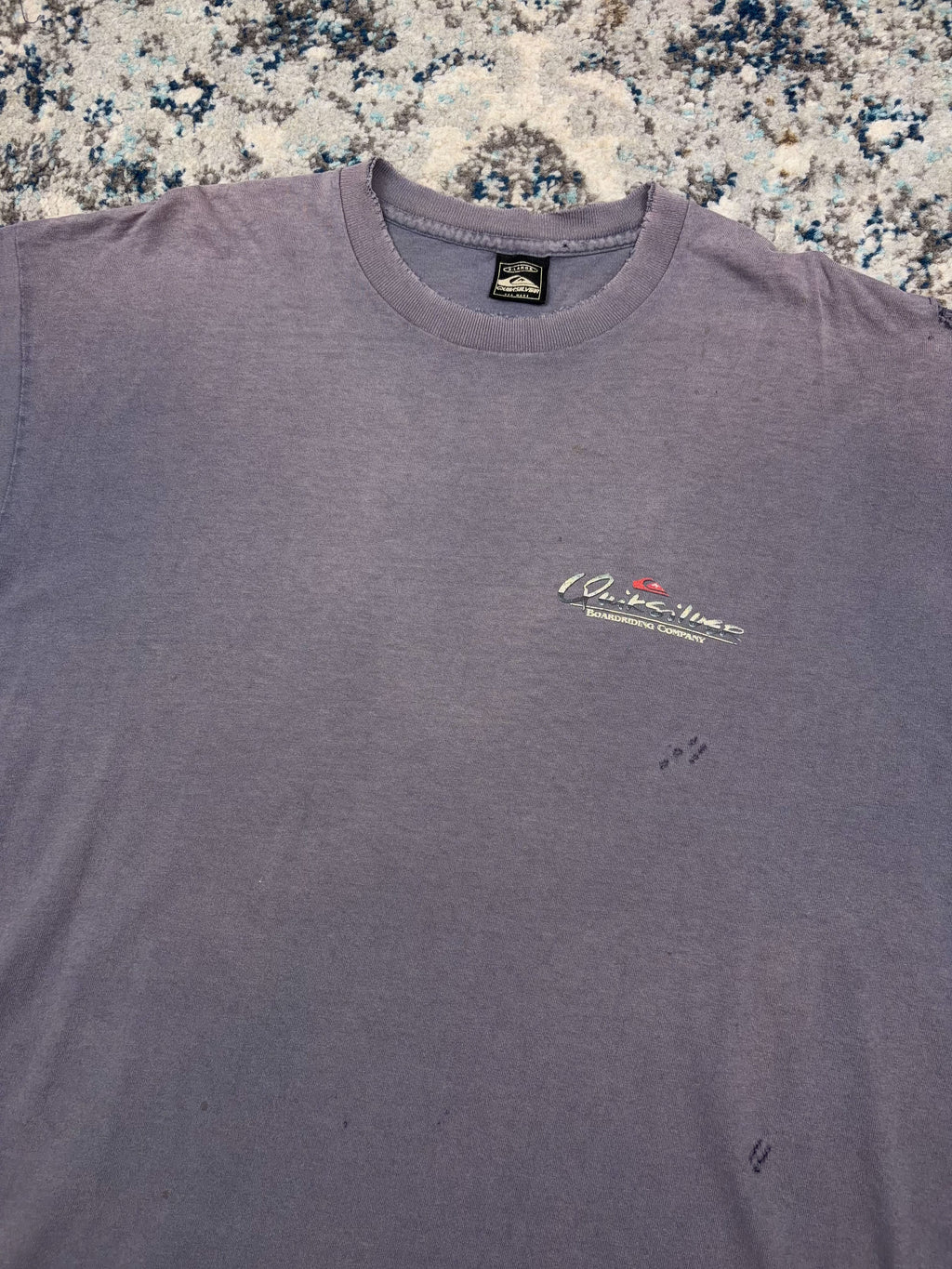 Vintage 90s Quiksilver Boarding Company Chrome Spellout Graphic T-Shirt Size XL