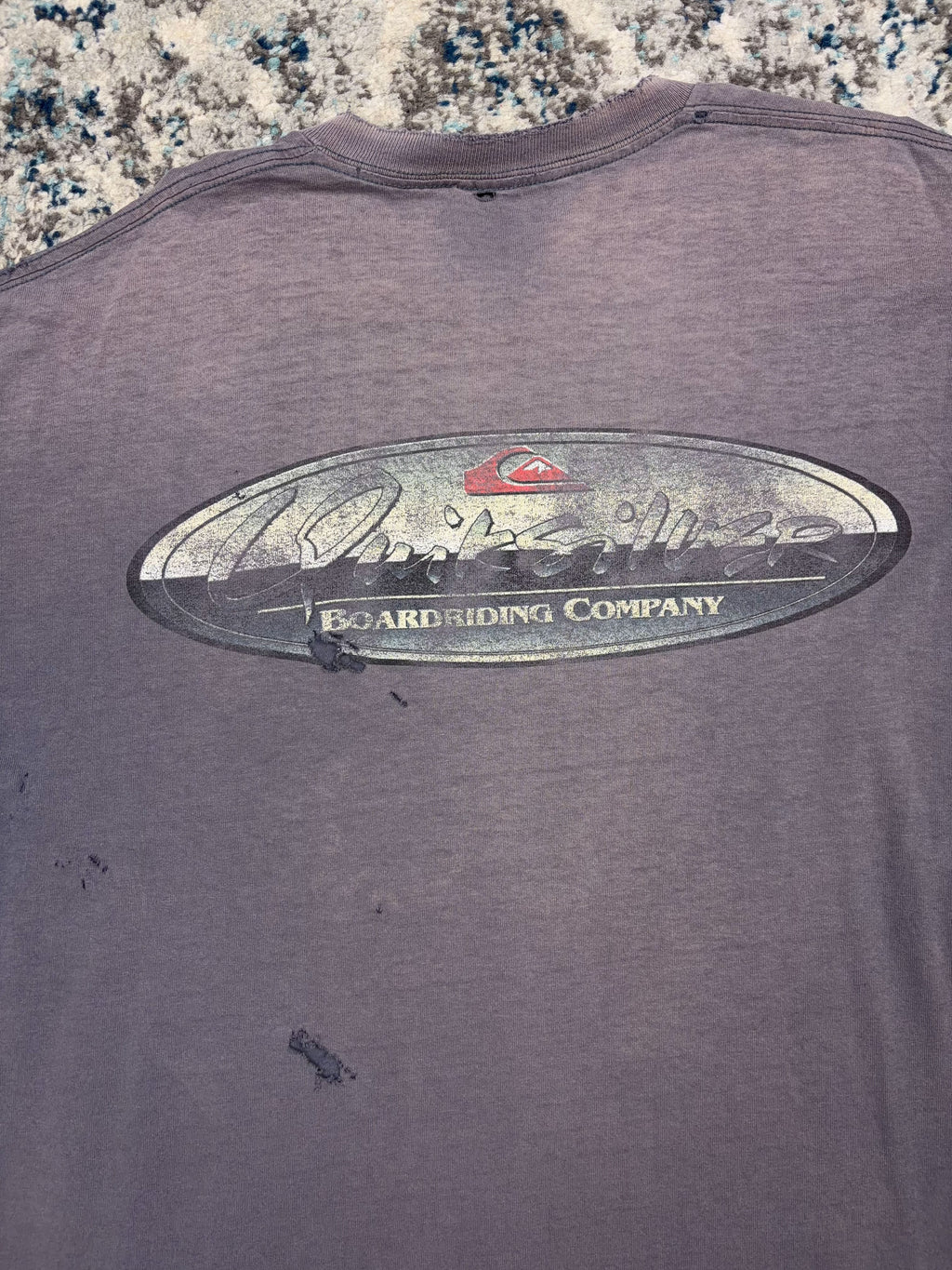 Vintage 90s Quiksilver Boarding Company Chrome Spellout Graphic T-Shirt Size XL