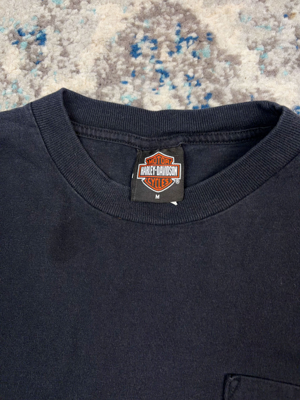 Vintage 2007 Harley Davidson Classic Logo Chrome Long Sleeve Spellout T-Shirt Size Medium