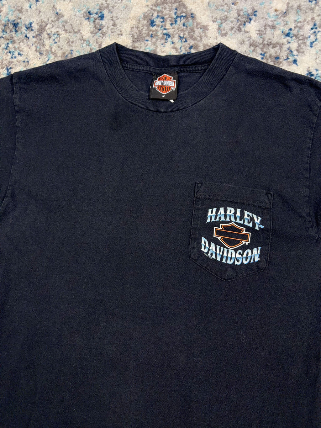 Vintage 2007 Harley Davidson Classic Logo Chrome Long Sleeve Spellout T-Shirt Size Medium