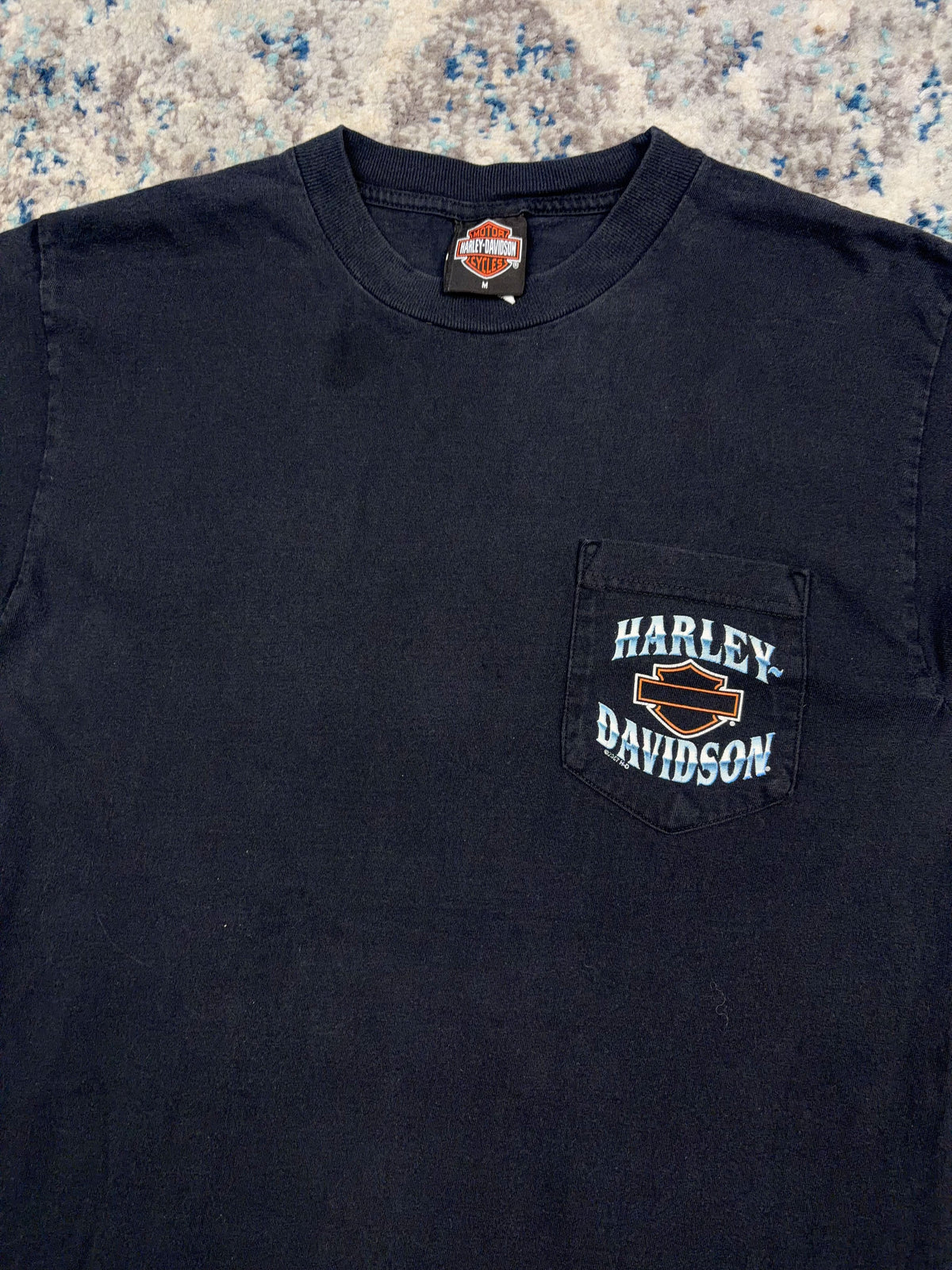 Vintage 2007 Harley Davidson Classic Logo Chrome Long Sleeve Spellout T-Shirt Size Medium