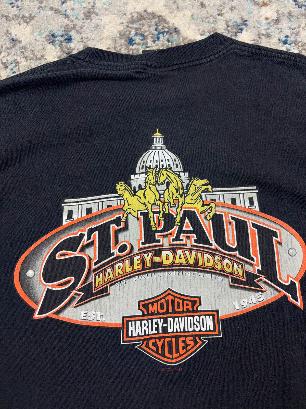 Vintage 2007 Harley Davidson Classic Logo Chrome Long Sleeve Spellout T-Shirt Size Medium