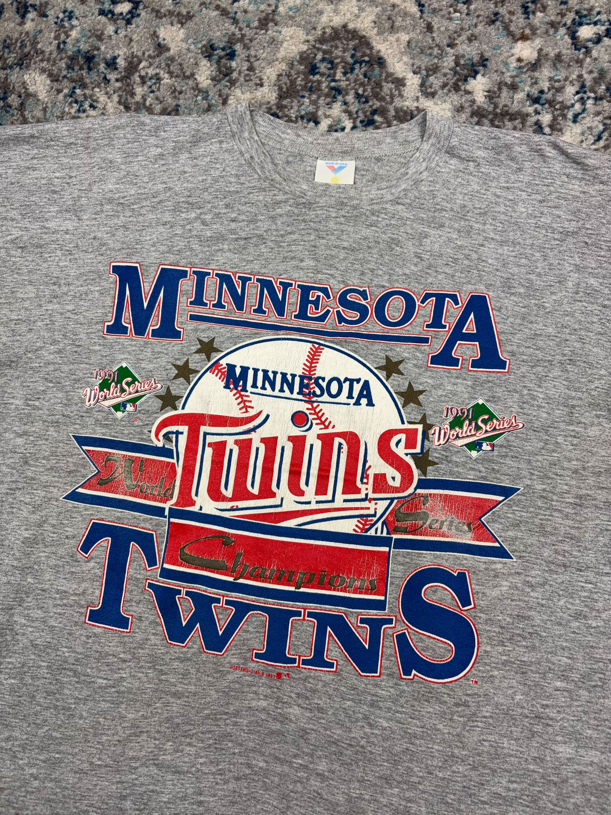 Vintage 1991 Minnesota Twins MLB Big Graphic Spellout T-Shirt Size XL