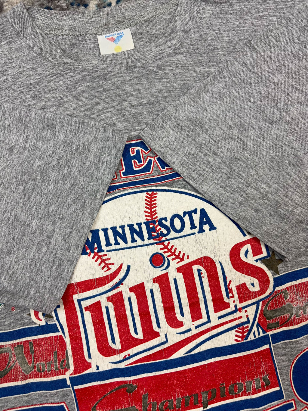 Vintage 1991 Minnesota Twins MLB Big Graphic Spellout T-Shirt Size XL