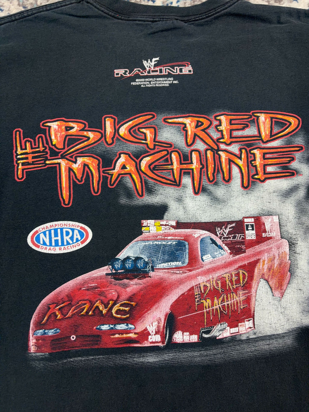 Vintage 2000 Kane WWE Racing The Big Red Machine Wrestling Graphic T-Shirt Size Large