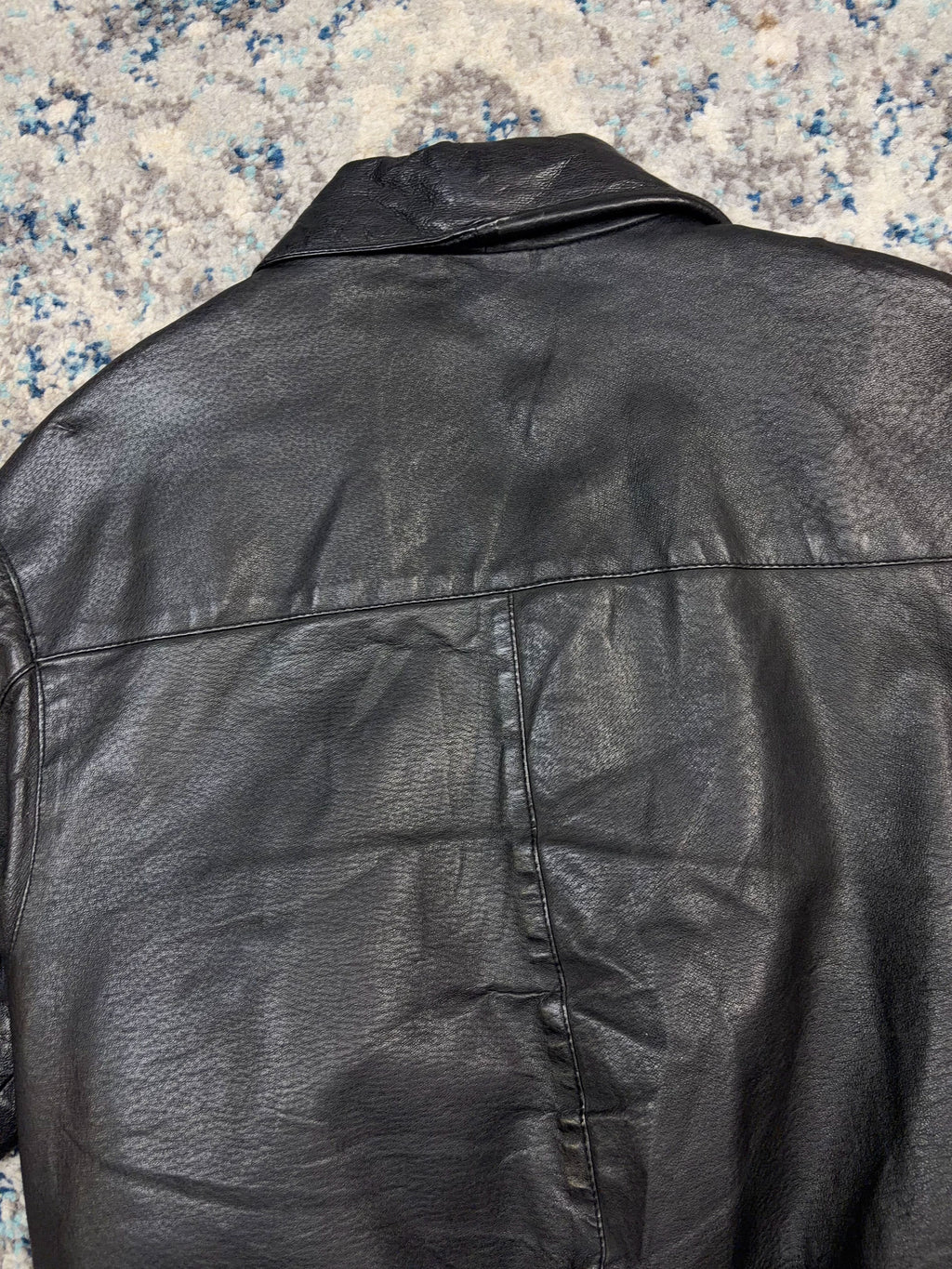 Vintage New Order Quilted Lined Leather Full Zip Bomber Jacket Size Medium
