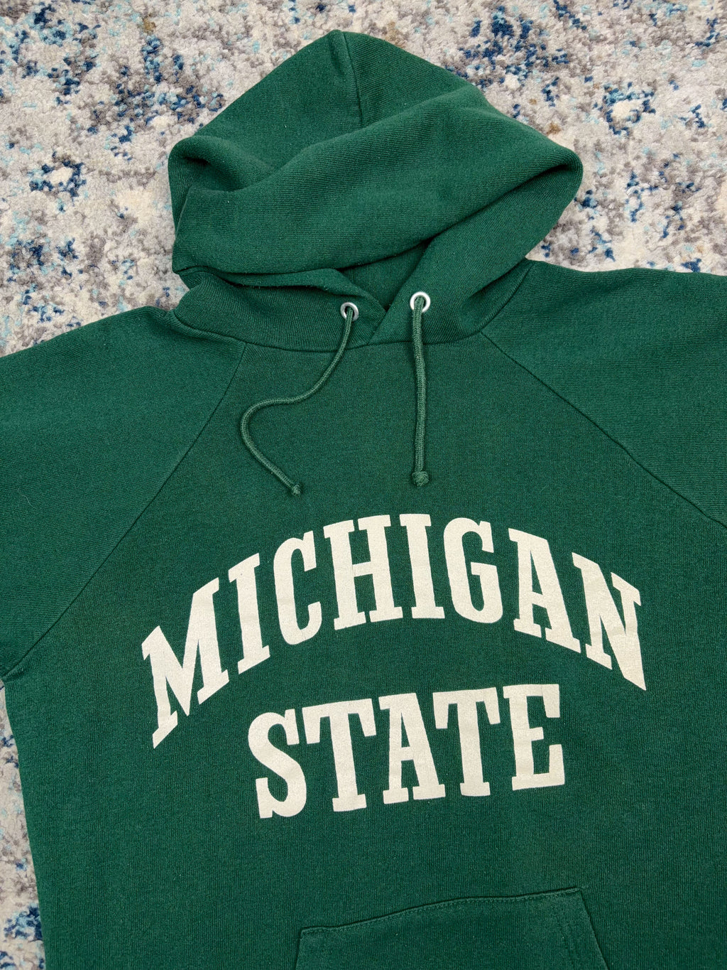 Vintage 90s Michigan State Spartans NCAA Arc Spellout Hooded Champion Sweatshirt Size XL
