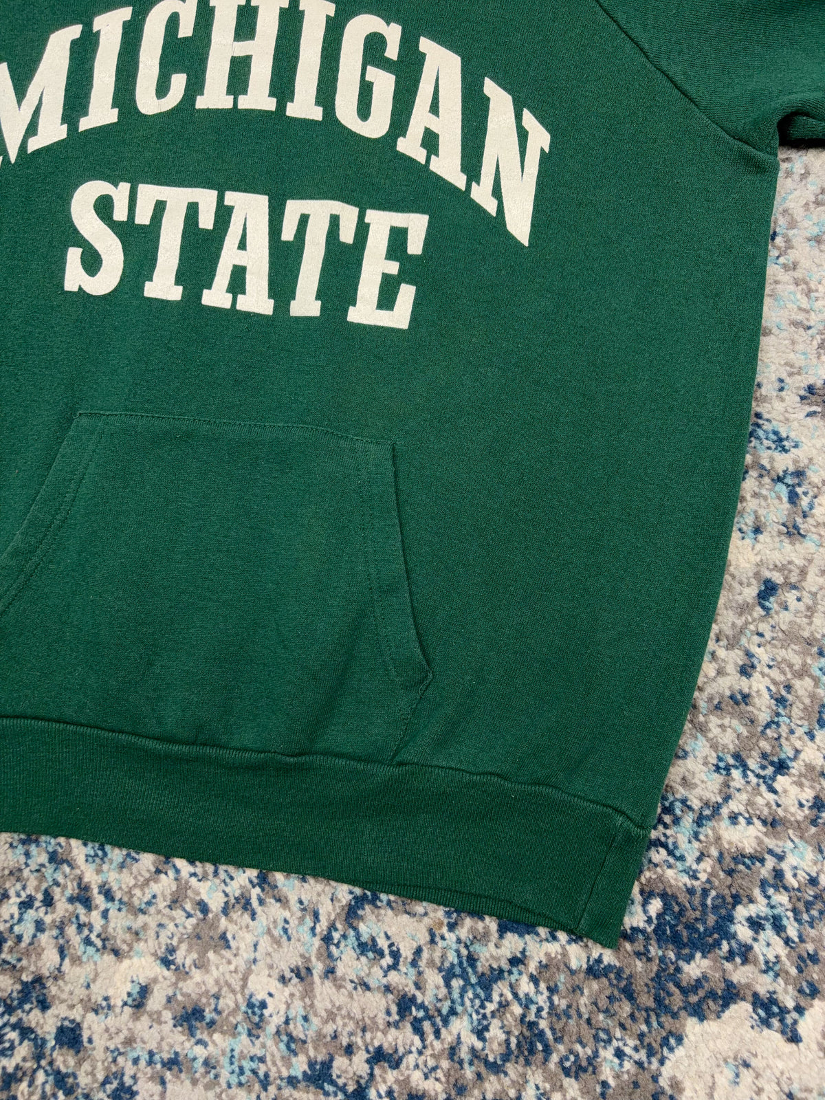 Vintage 90s Michigan State Spartans NCAA Arc Spellout Hooded Champion Sweatshirt Size XL