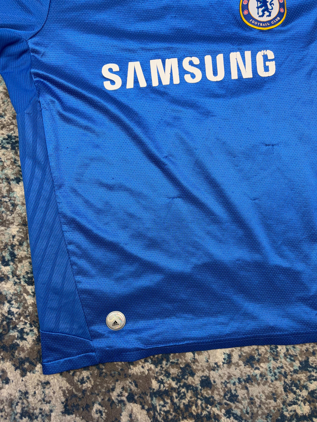 Florent Malouda #15 Chelsea FC Adidas Collared Soccer Jersey Size Medium