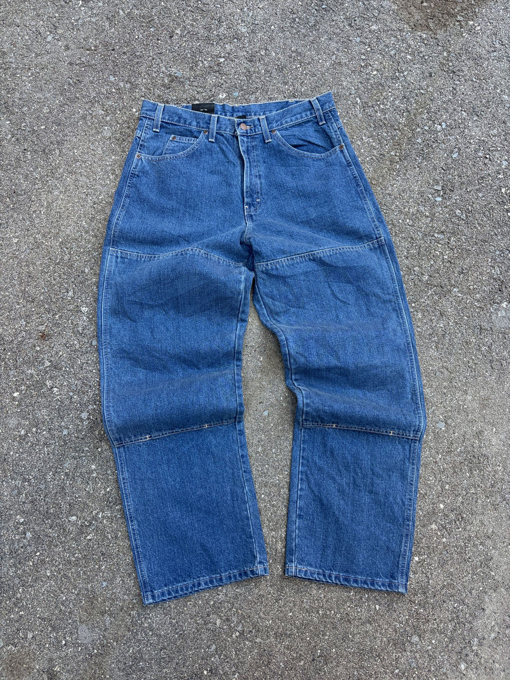 Vintage Dickies Relaxed Fit Double Knee Dark Wash Denim Workwear Pants Size 34
