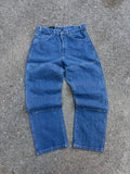 Vintage Dickies Relaxed Fit Double Knee Dark Wash Denim Workwear Pants Size 34