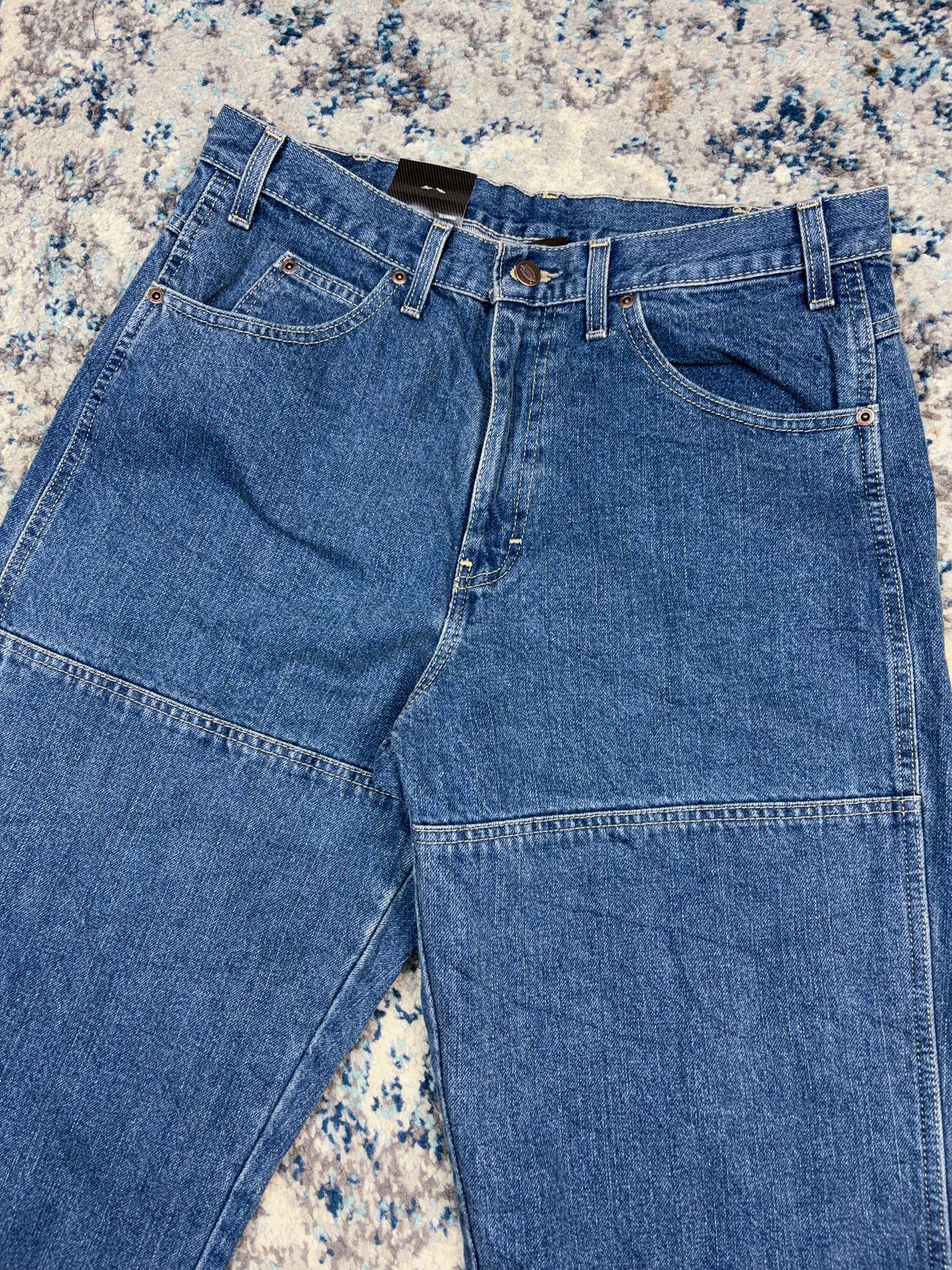 Vintage Dickies Relaxed Fit Double Knee Dark Wash Denim Workwear Pants Size 34