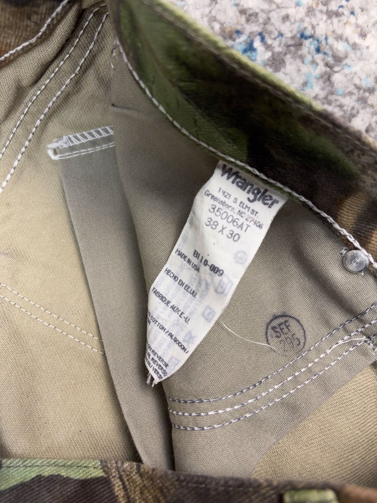 Vintage 90s Wrangler Advantage Camo Canvas Hunting Pants Size 36