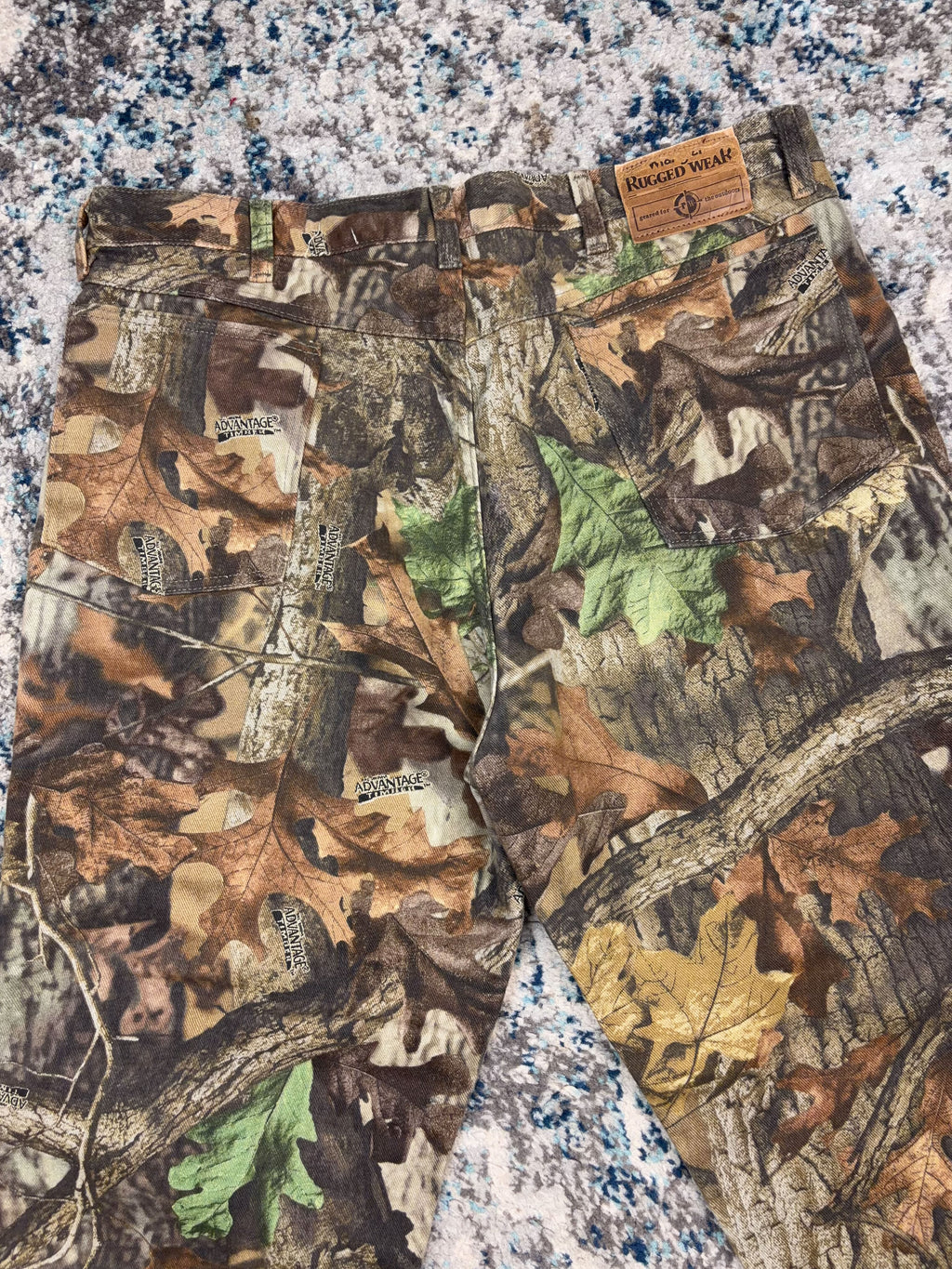 Vintage 90s Wrangler Advantage Camo Canvas Hunting Pants Size 36