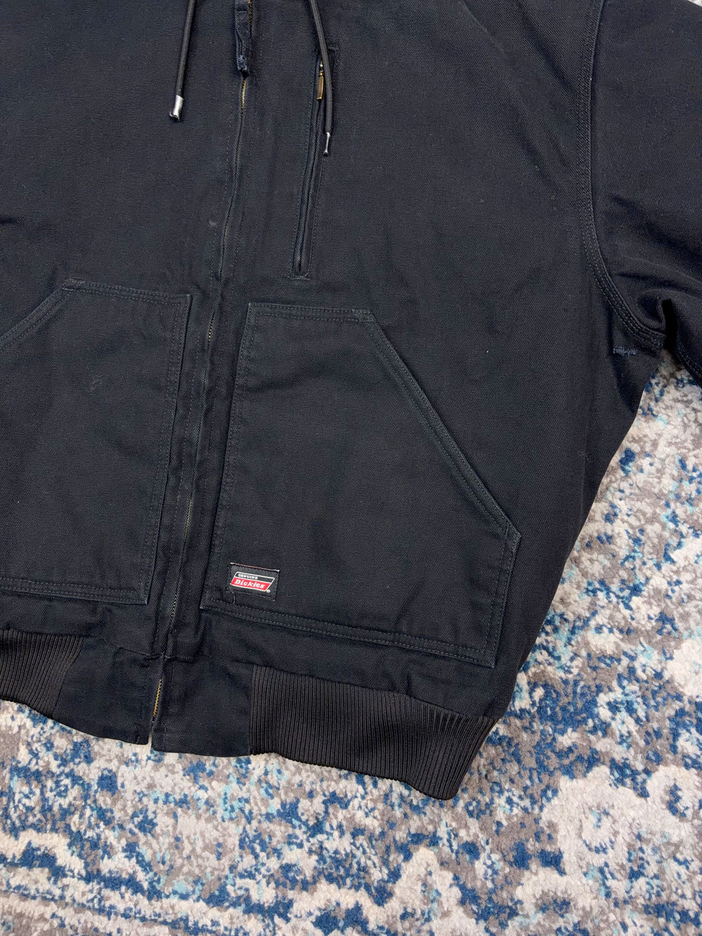Dickies Canvas Workwear Insulated Active Style Hooded Bomber Jacket Size Large