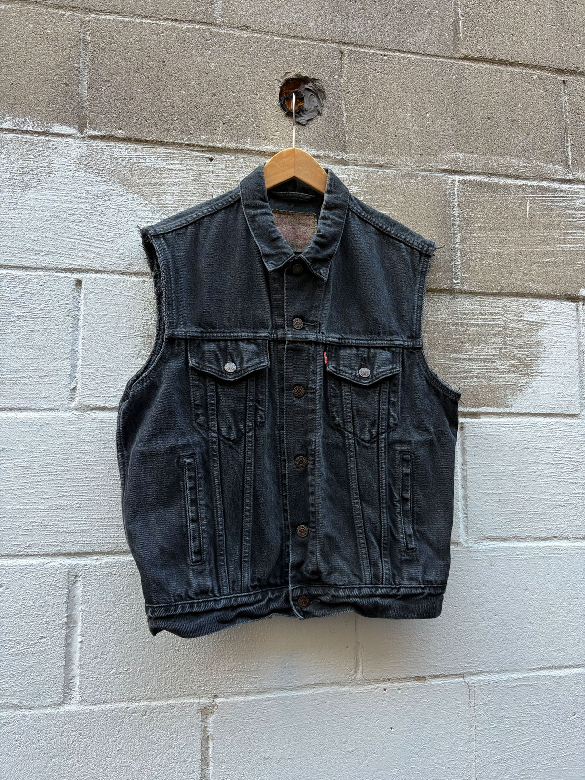 Vintage 90s Levis XX Red Tab Black Wash Denim Vest Jacket Size Medium