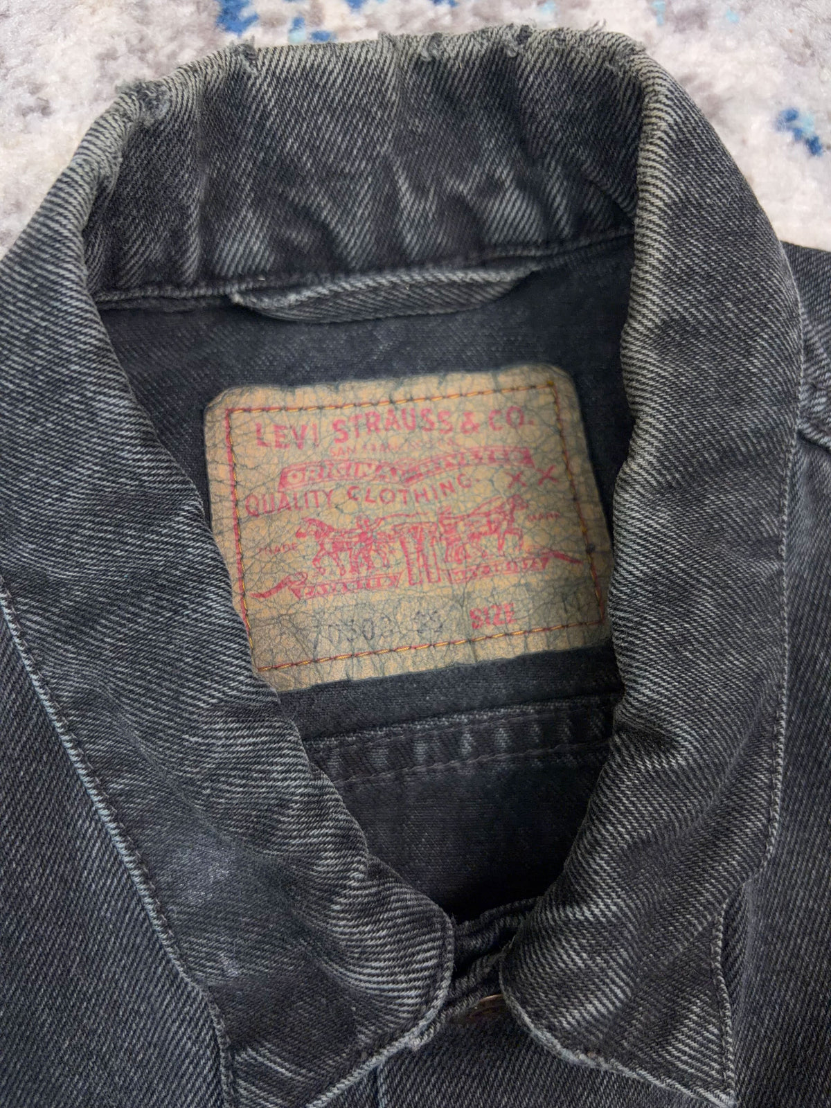 Vintage 90s Levis XX Red Tab Black Wash Denim Vest Jacket Size Medium