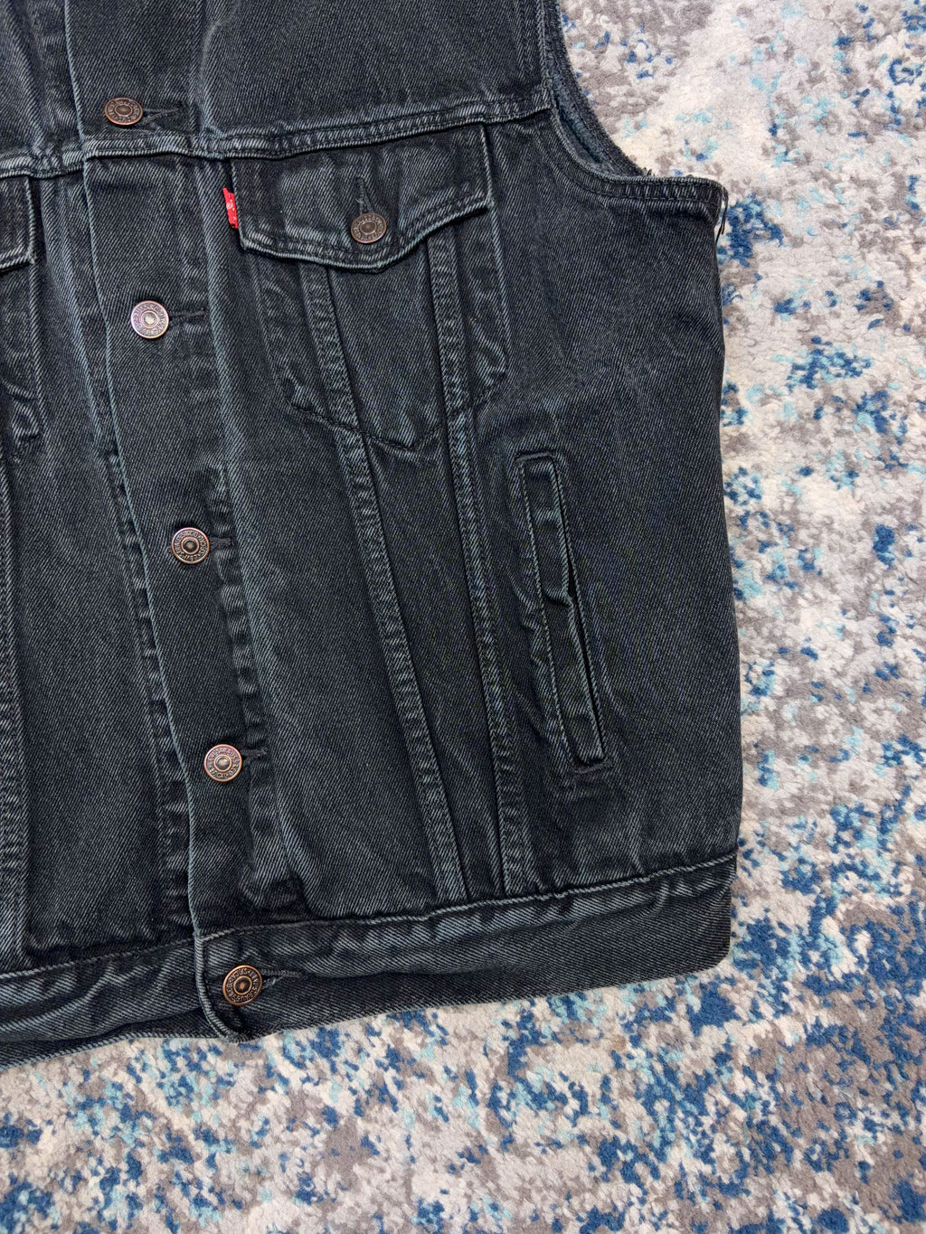 Vintage 90s Levis XX Red Tab Black Wash Denim Vest Jacket Size Medium