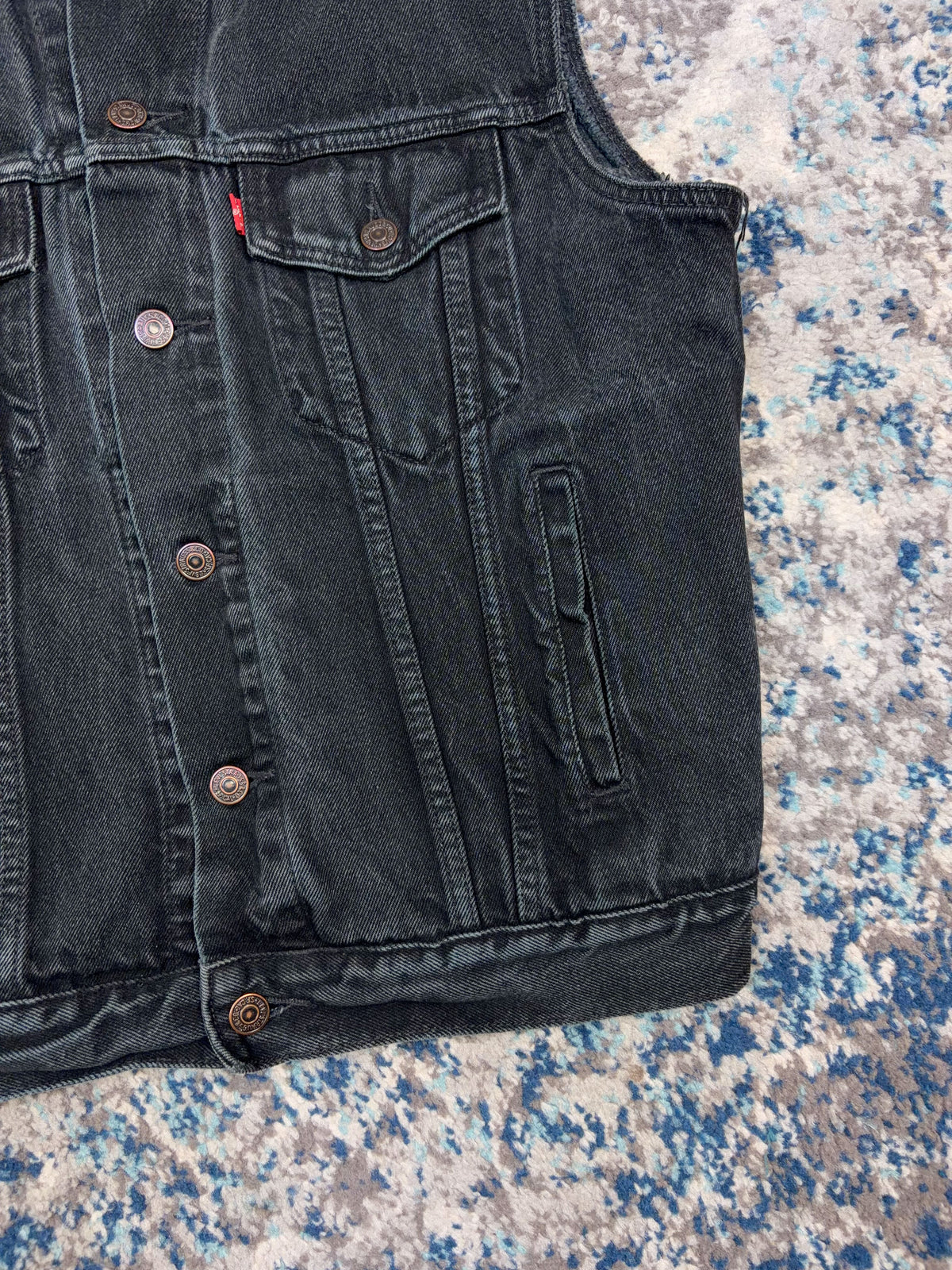 Vintage 90s Levis XX Red Tab Black Wash Denim Vest Jacket Size Medium