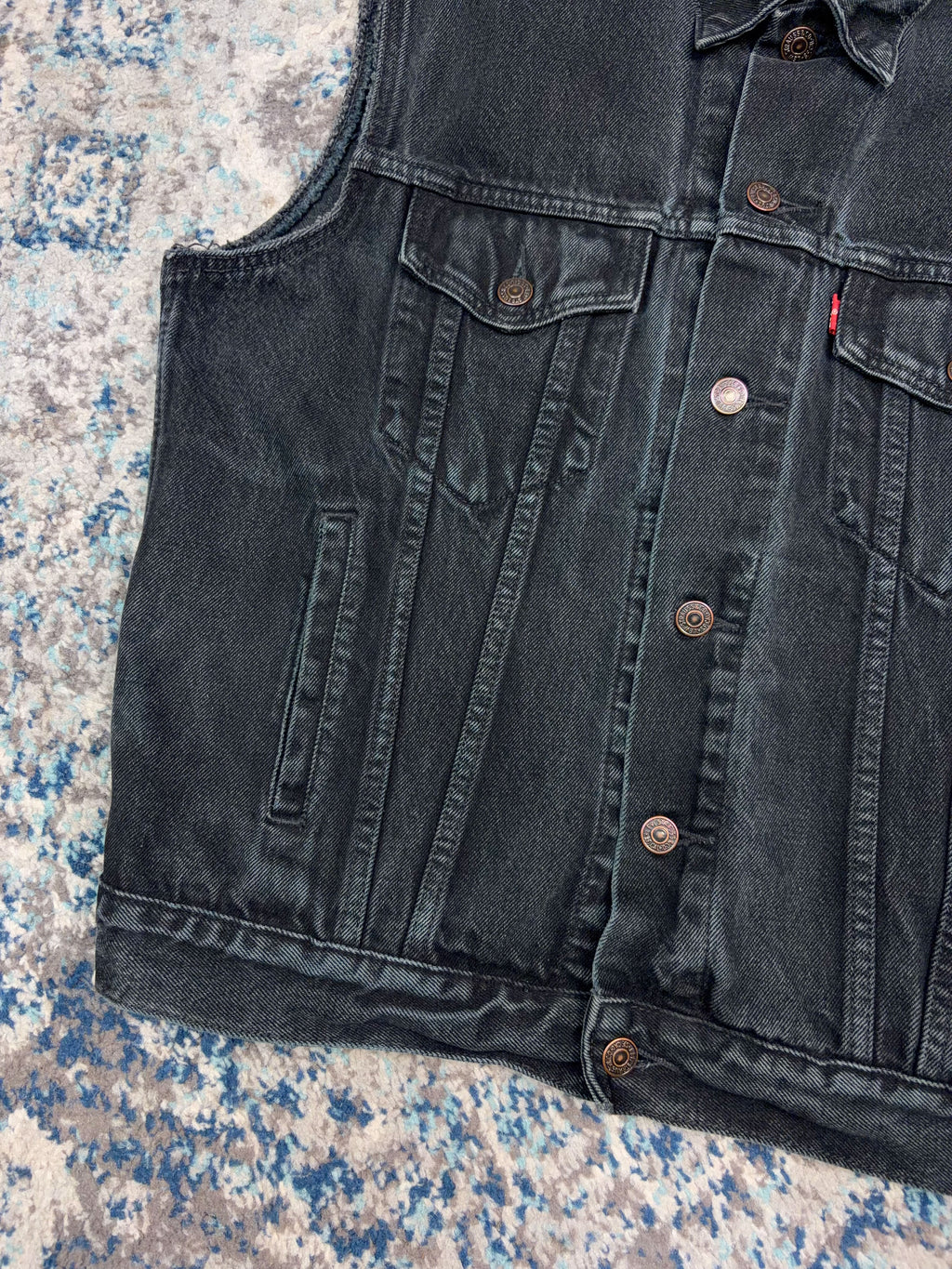 Vintage 90s Levis XX Red Tab Black Wash Denim Vest Jacket Size Medium